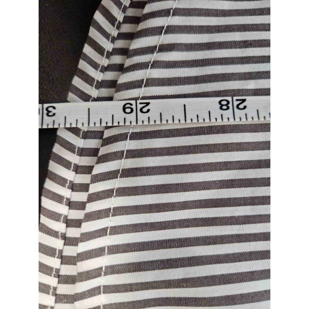 J McLaughlin Brown White Stripe Shirt Dress Tunic Button Front M Preppy Coastal - Picture 4 of 6